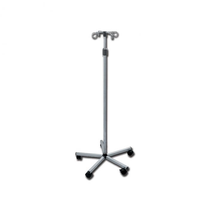 Asta portaflebo in acciao inox con ruote - 4 ganci in acciaio