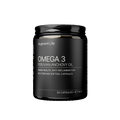 Black container of Augment Life Omega 3 Peruvian Anchovy Oil on a white background