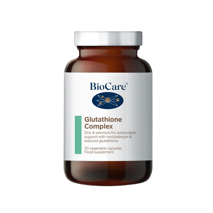 Biocare Glutathione Complex supplement bottle on a white background
