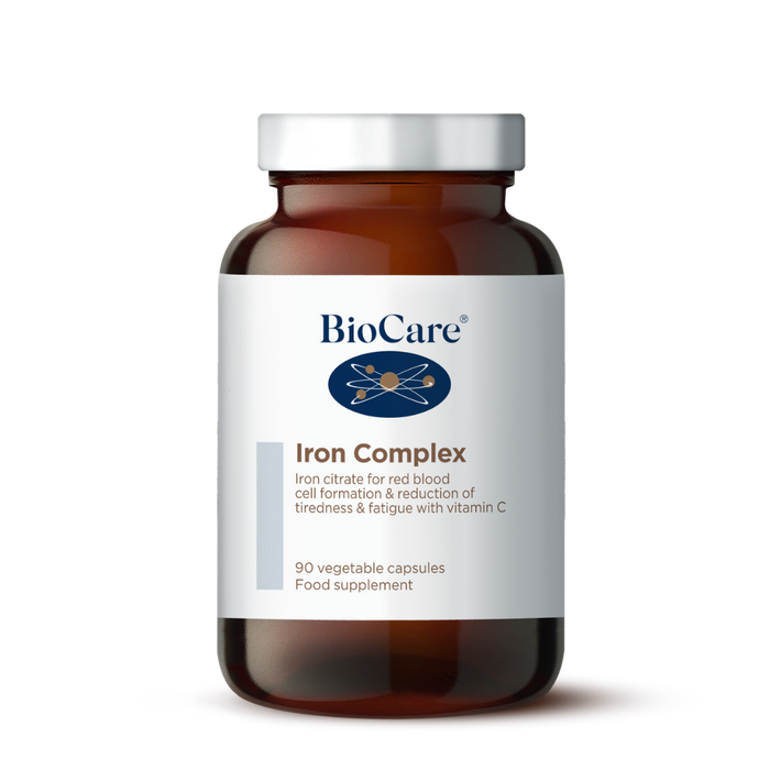 BioCare Iron Complex supplement bottle on a white background