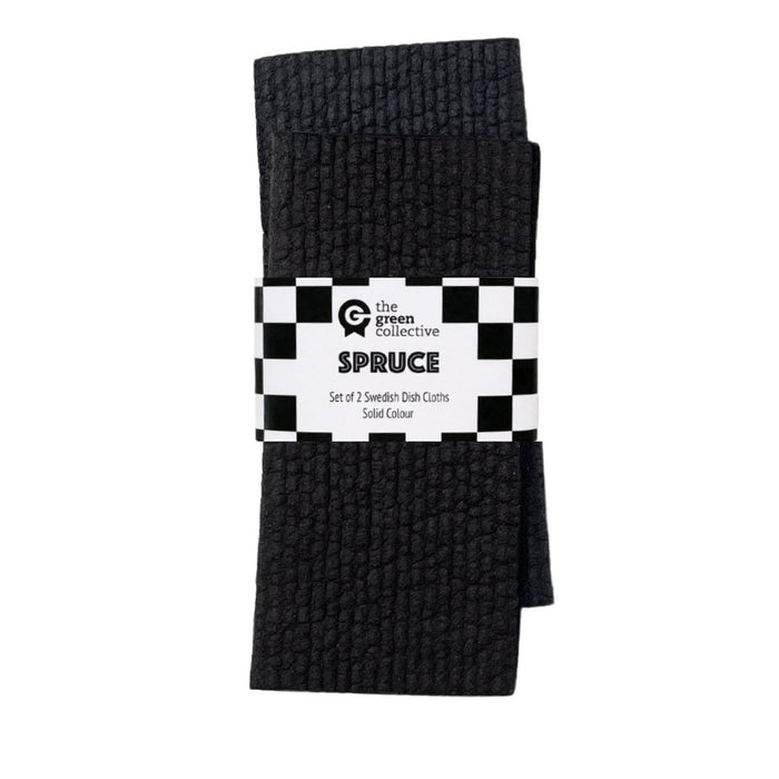 Black Solid Colour Dishcloths - Set of 2