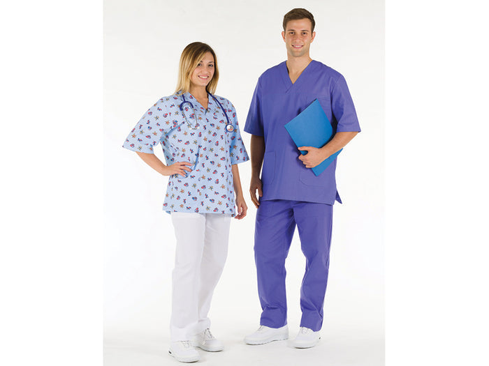 Casacca in cotone 100% GIMA - Indaco con scollo a V (Unisex)