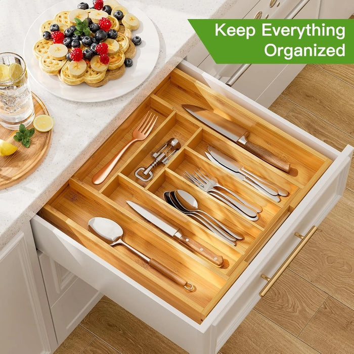 expandable bamboo drawer organizer - image 1