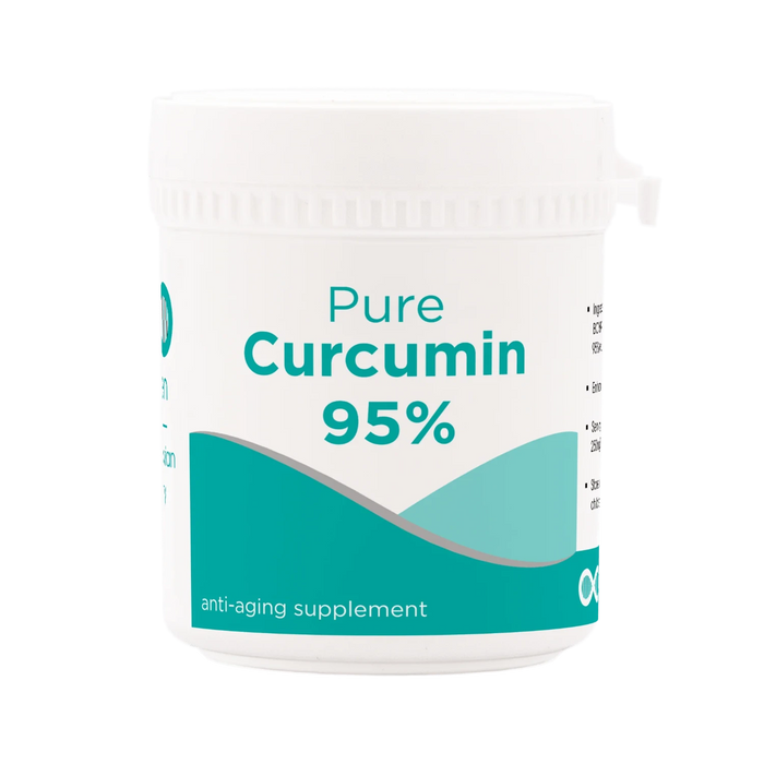 Container of Pure Curcumin 95% supplement on a white background