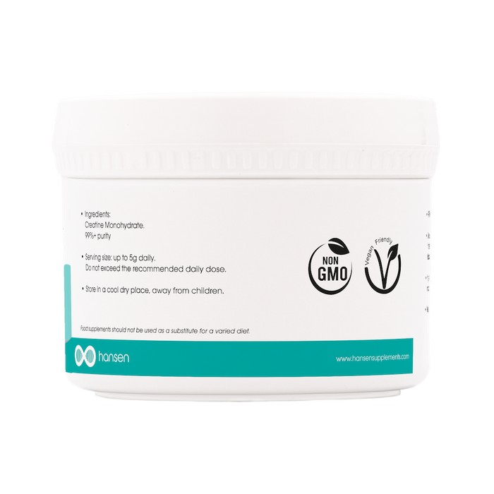 White container with a label on a white background