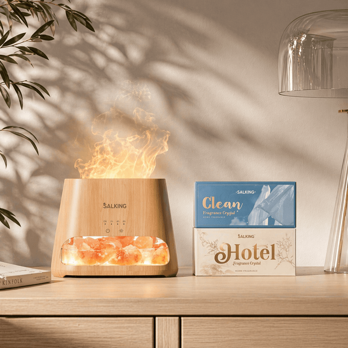 Himalayan Salt Lamp Diffuser & 12 Essential Oils Starter Bundle - SALKING