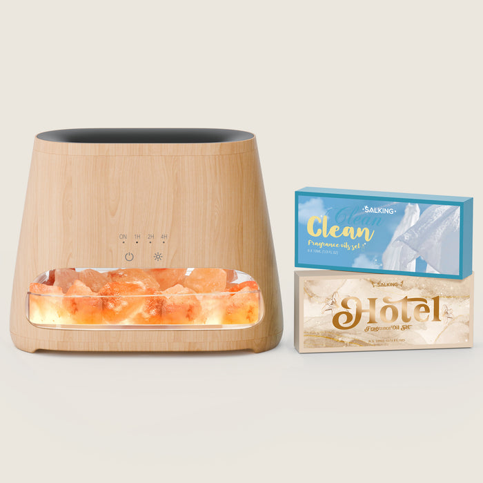 Himalayan Salt Lamp Diffuser & 12 Essential Oils Starter Bundle - SALKING
