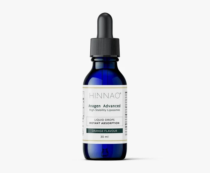 Blue bottle with dropper labeled 'HINNAO' on a white background