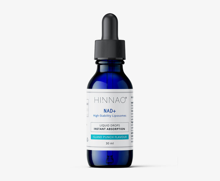 HINNAO NAD+ supplement bottle with label visible