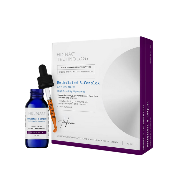 Supplement bottle and packaging with 'Hinnaq Technology' branding on a white background