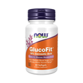 GlucoFit supplement bottle with NOW brand on a white background