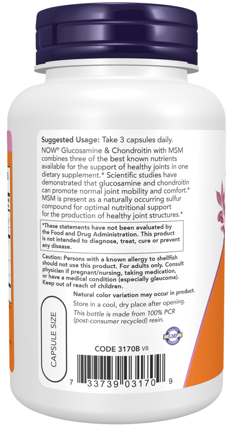 Supplement bottle label with text and nutritional information on a white background