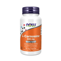 Supplement bottle labeled 'L-Carnosine 500 mg' by NOW on a white background