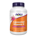 Supplement bottle labeled 'Liposomal Vitamin C' by NOW on a white background