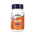 Supplement bottle labeled 'NADH 10 mg' by NOW on a white background