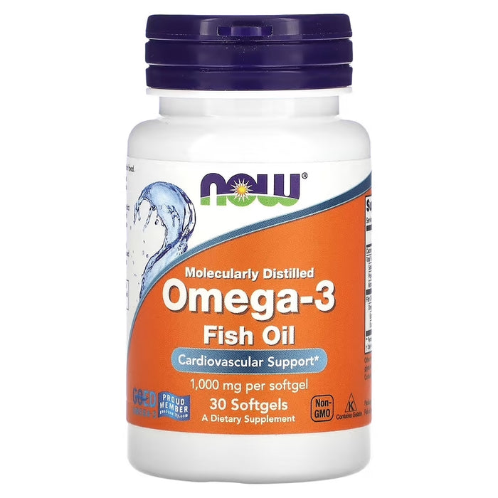 NOW Foods - Omega-3 Fish Oil, Molecularly Distilled Softgels