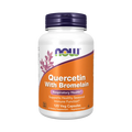 Supplement bottle labeled 'Quercetin with Bromelain' by NOW on a white background