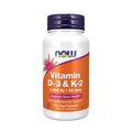 Supplement bottle labeled 'Vitamin D-3 & K-2' by NOW on a white background