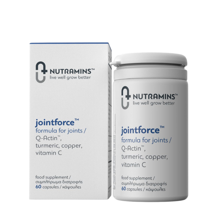 Nutramins jointforce supplement container and packaging on a transparent background