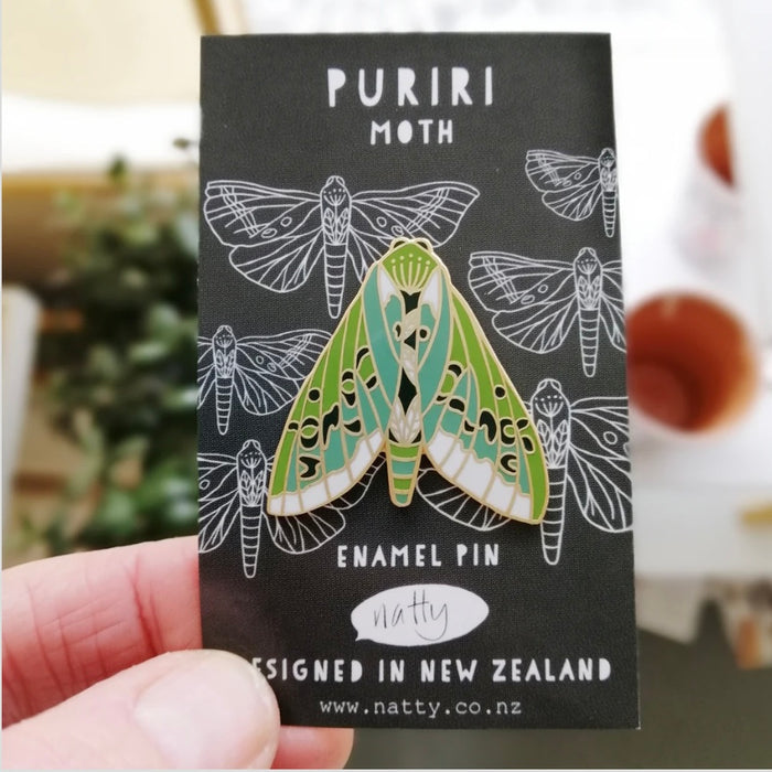 Puriri Moth Enamel Pin - back in stock mid Sept