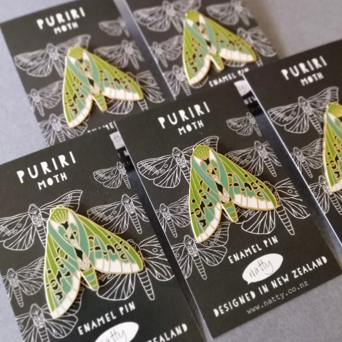Puriri Moth Enamel Pin - back in stock mid Sept