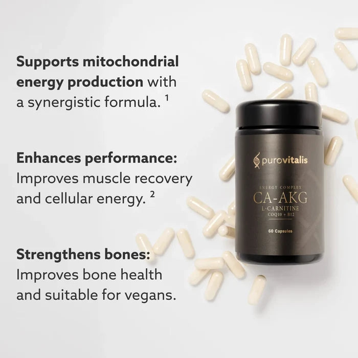 Purovitalis supplement bottle with capsules on a light gray background