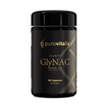 Black supplement bottle labeled 'Clarity GlynAC' by purovitalis on a transparent background