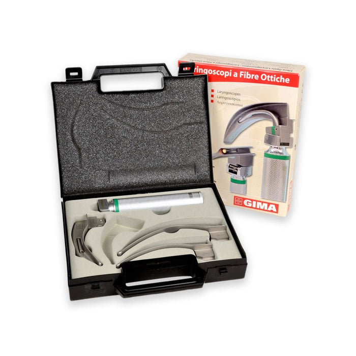 Set laringoscopio F.O. adulti con 3 lame Mc Intosh Green GIMA 2-3-4