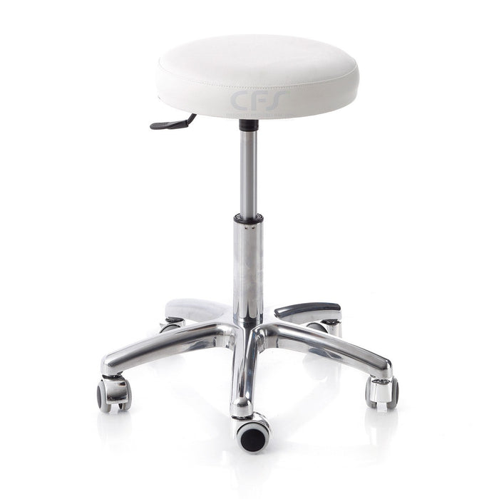 Sgabello con sedile imbottito - base in alluminio elevabile a gas 20 cm