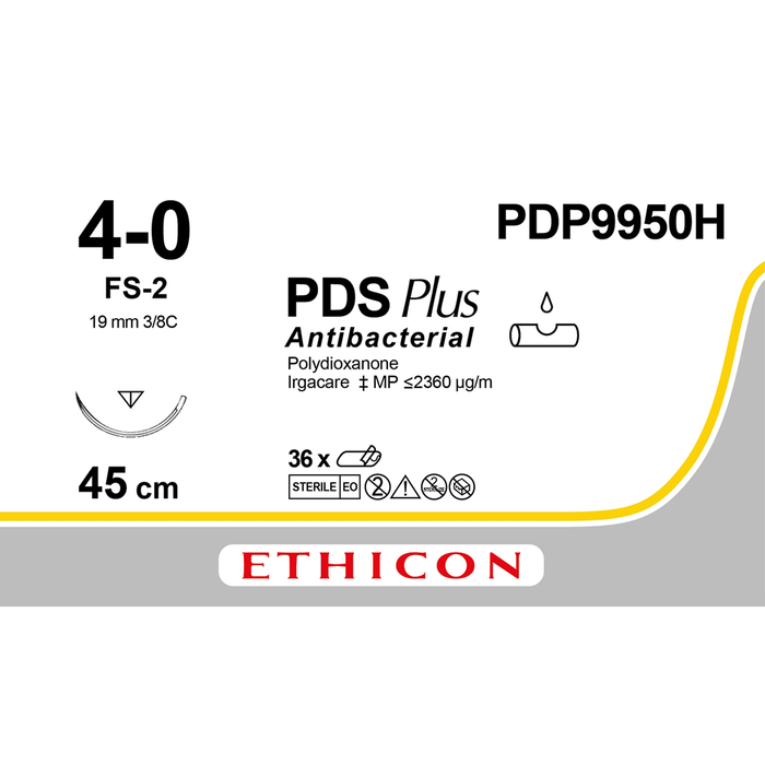 Sutura Ethicon PDS Plus PDP9950H - 4-0, Ago 3/8 FS-2 mm 19 - Incolore (conf. 36 pz.)