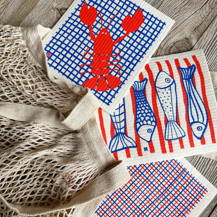 Swedish Dishcloth SPRUCE - Nautical Grid