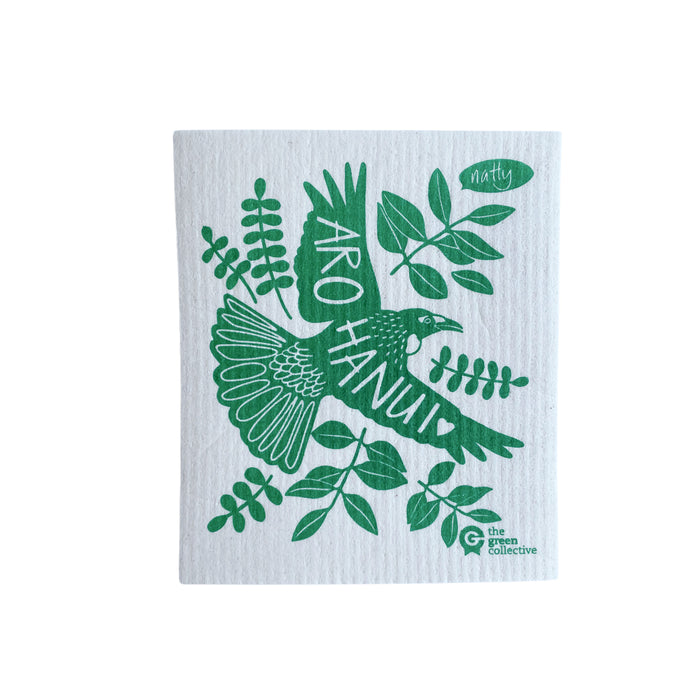 Swedish Dishcloth SPRUCE Arohanui in EMERALD GREEN. Design by Natty