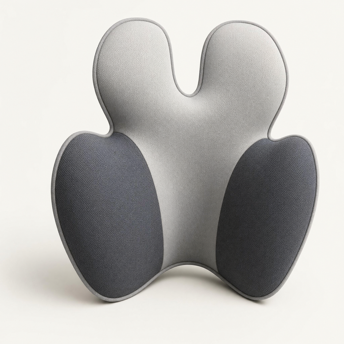 Close detail of the VESU Orthopedic Lumbar Cushion contour depth