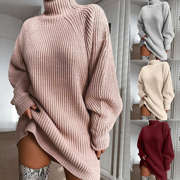 women's cozy turtleneck sweater dress - image 1