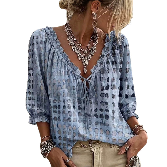 women's polka-dot boho print shirt - image 2