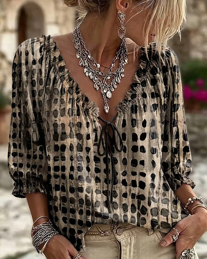 women's polka-dot boho print shirt - image 8