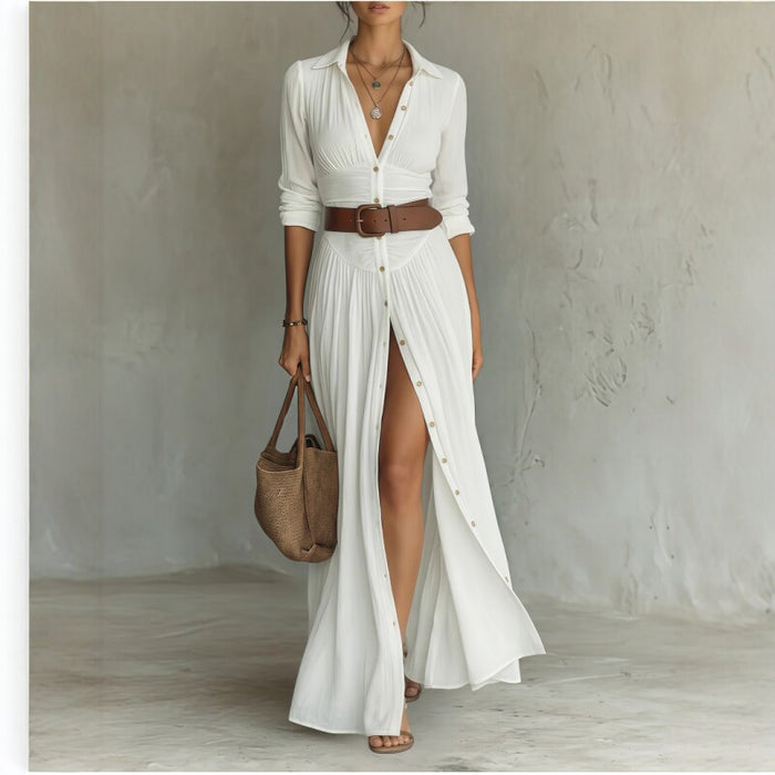 women's V-neck side-slit maxi dress - image 4