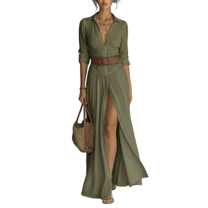 women's V-neck side-slit maxi dress - image 7