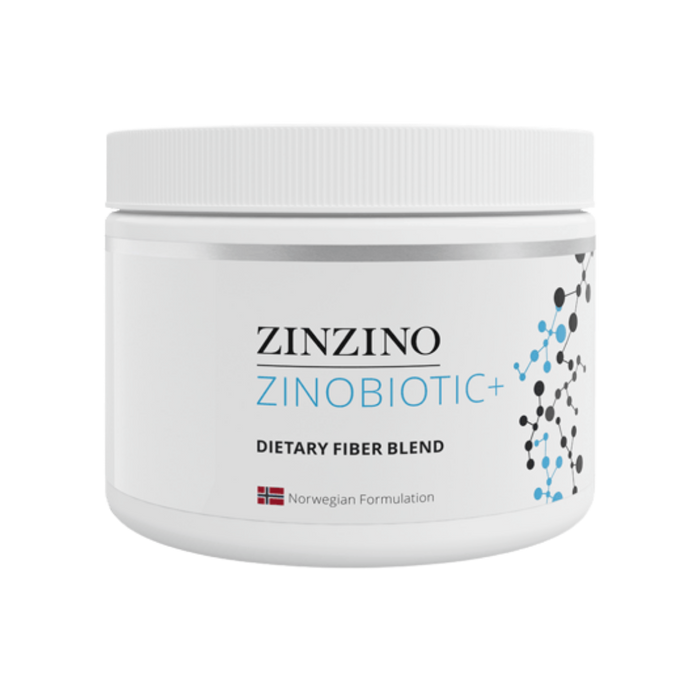 Zinzino ZinoBiotic+ 180g powder container – prebiotic blend of 8 dietary fibers, vegan and gluten-free